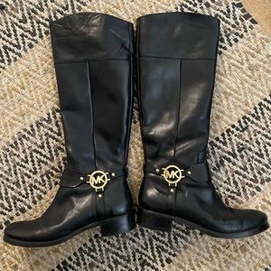 Black leather boots